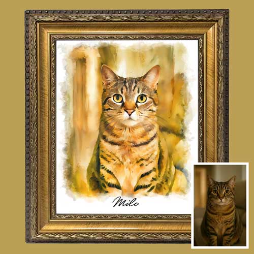 Click to Enlarge Watercolor portrait in a gold ornate frame