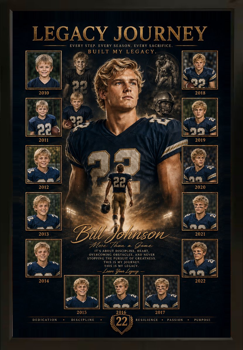 Click to Enlarge Framed Legacy Journey football portrait