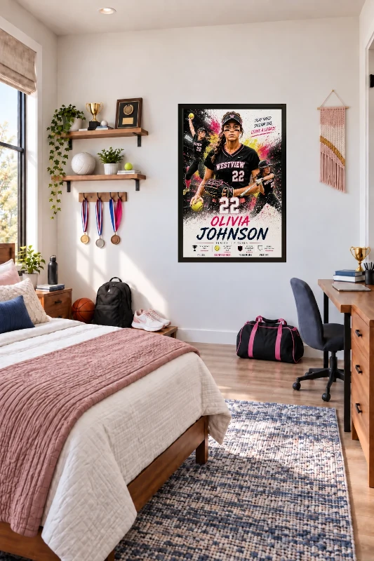 Softball bedroom display